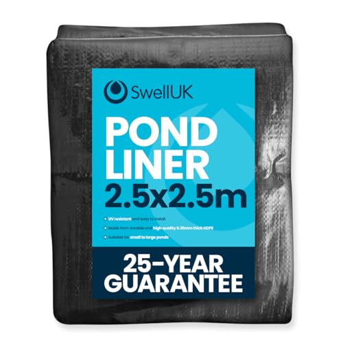 Swell UK 2.5m x 2.5m Pond Liner | 25 Year Guarantee | HDPE | UV Resistant | Garden Fish Ponds