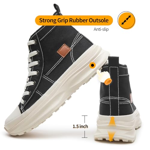 ZGR Womens Platform High Top Sneakers,White Canvas Sneakers for Women,Platform Tennis Shoes3