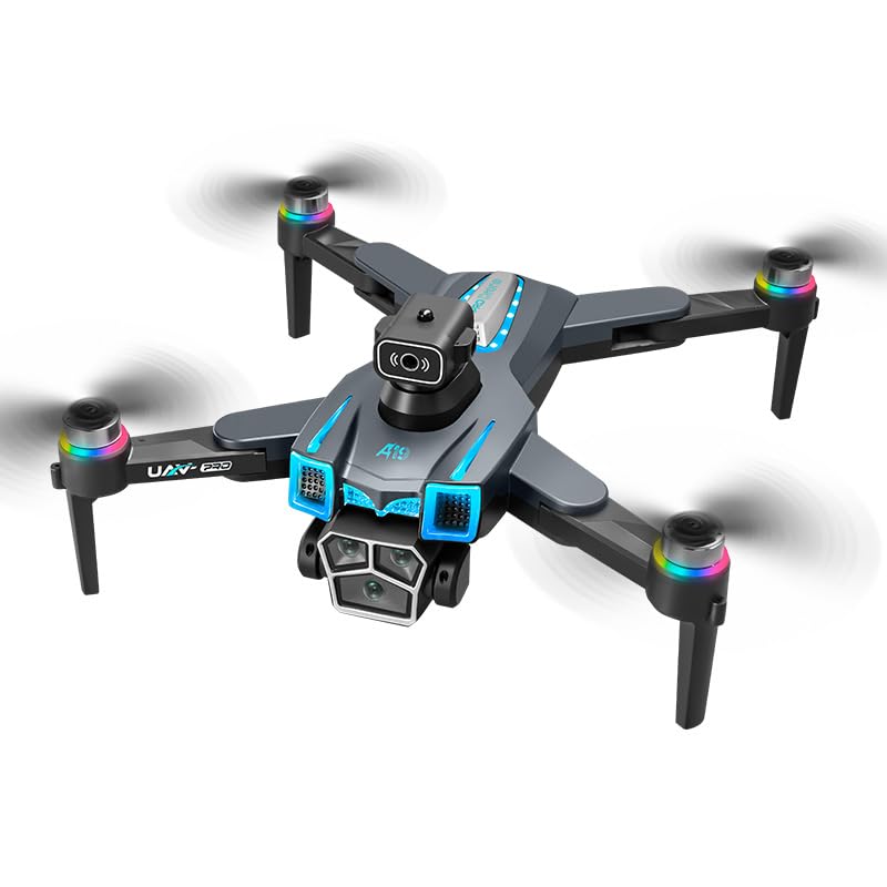 Generic A15 Pro Max Camera Drone and its remote control. The drone is shown in flight with '8K Electric dual camera', '5G wifi Image transmission', 'GPS return', 'Brushless power', 'Obstacle avoidance', and 'Optical flow hover' labels.