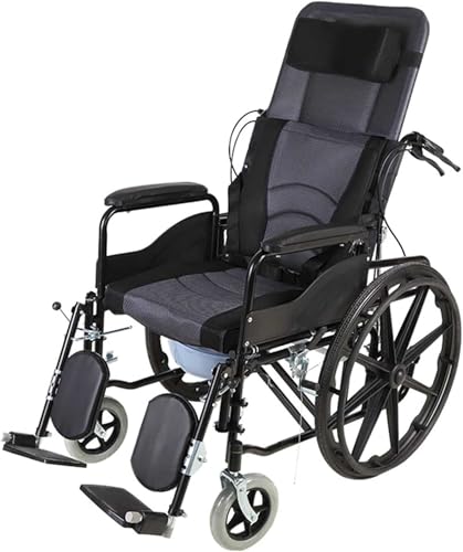 Silla de ruedas reclinable completa con respaldo alto para adultos, plegable y cómoda silla de movilidad al aire libre