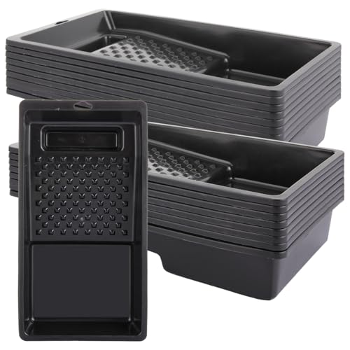 LOPYXBR 20PCS Paint Tray, 4 inch Paint Roller Tray, 288 x 150mm Black Roller Trays for Painting, Plastic Paint Tray and Pad 45mm Depth, 4 inch Paint Tray for Paint, Varnish, Woodstain