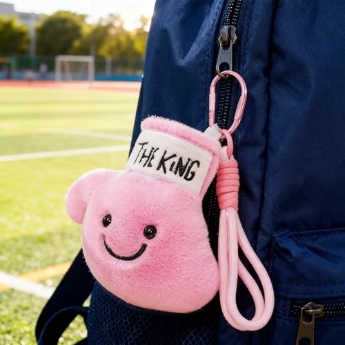 YcaeyLnaR Plush Boxing Gloves Keychain - Sport Theme Keyring Bag Charms, Soft Bag Charm for Women, Gift for Boxing Lovers (Pink) - Thumbnail 4