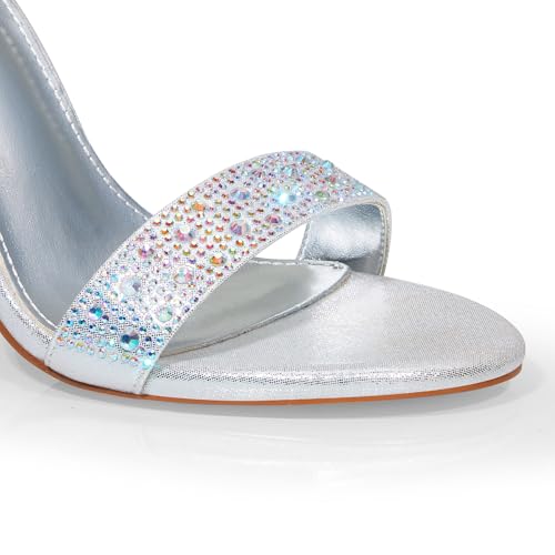 Image of GENSHUO Women's 4-inch Chunky High Heel Sandals with Ankle Strap,Party Wedding Bridal Shoes