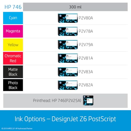 hp designjet z6 large format postscript graphics printer - 2434 with advanced security features t8w15a
