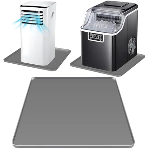 WUDIALIEN Portable Air Conditioner Silicone Mat with Raised Edges, 20''x20''x0.6'', Prevent Water Leakage and Floor Damage from Elecrical Equipment Such as Portable AC, Washing Machines, Mini Fridge Cover