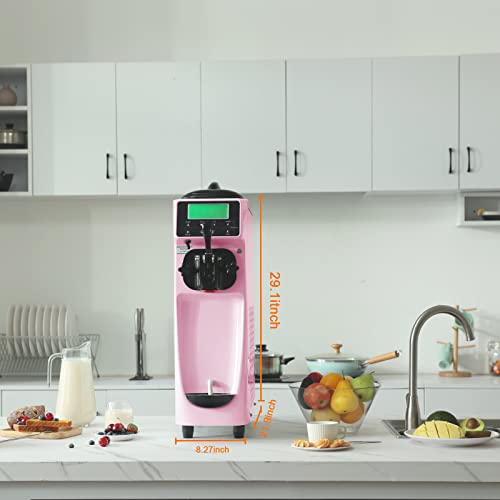 Gseice Commercial Ice Cream Maker Machine For Home,3.2 To 4.2 Gal/H Soft Serve Machine,Single Flavor Ice Cream Maker,1050W Countertop Soft Serve Ice Cream Machine With 1.6 Gal Tank,Led Panel,Pink #TOP5