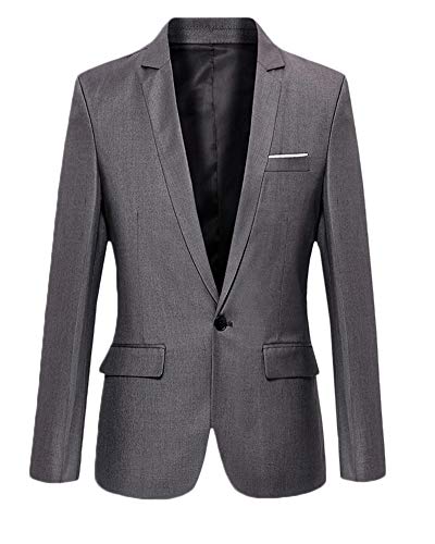 AnyuA Klassisk långärmad kavaj för män, elegant för affärer, fritid, kavaj, GRÅ, XXL