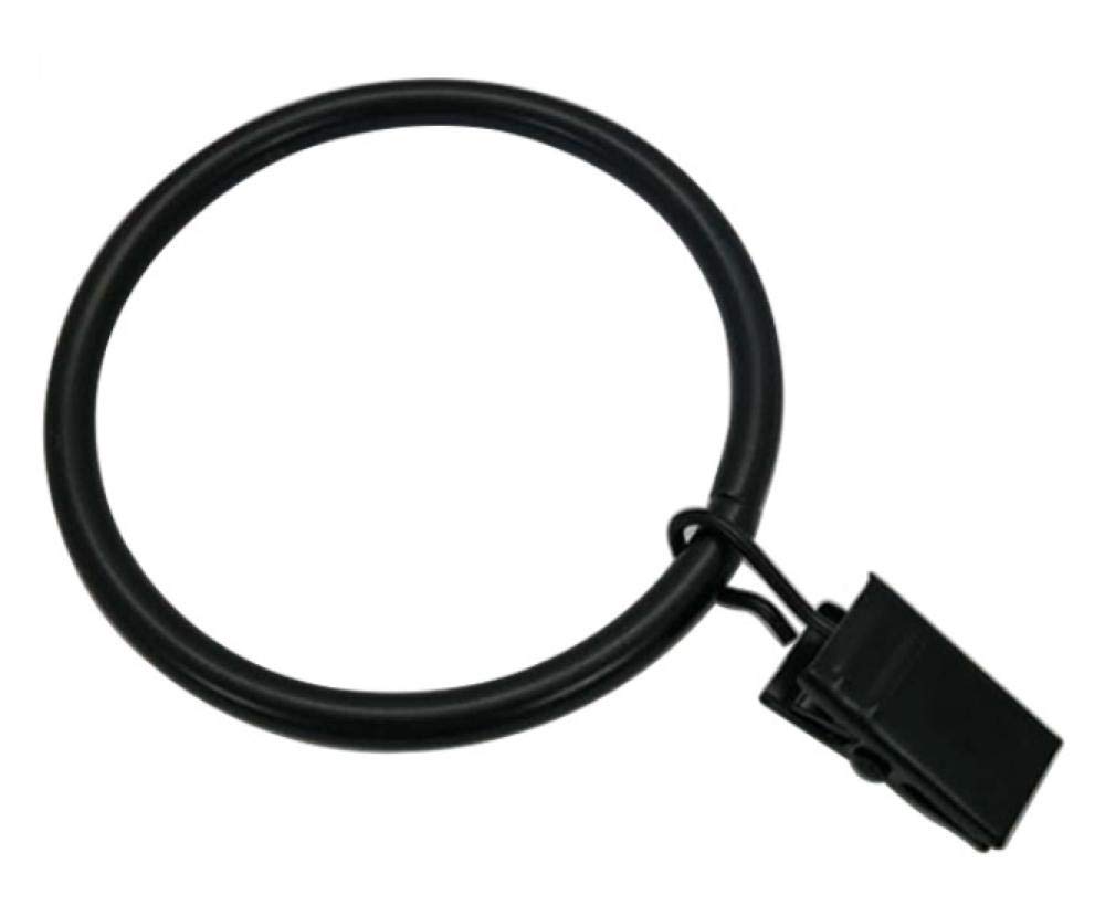 Lot de 50 Clips Noirs pour Tringle à Rideau, Anneaux de Rideau de 50 mm avec Clips de diamètre Interne, 4,0 x 50 mm.