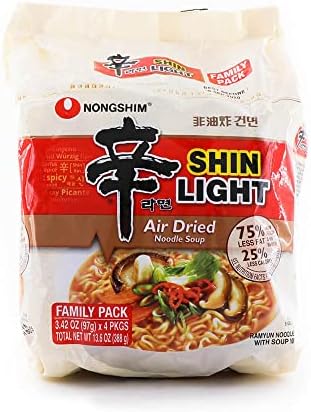 Nongshim Shin Light Air Dried Noodle Soup 3.42oz x 4 pkgs / Total 13.6oz