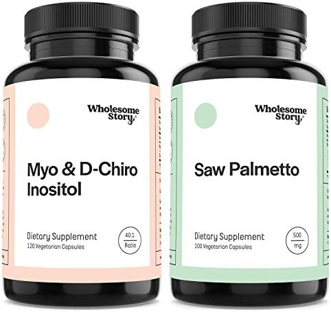 Wholesome Story Myo & D-Chiro Inositol + Saw Palmetto | Hormone Balance, Healthy Ovarian Function, Fertility and Hair Support | Vegan Friendly