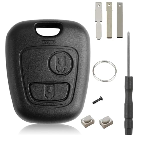 Coque Clé de Voiture Compatible pour Peugeot 106 107 206 207 306 307 406 407 avec Citroe-n C1 C2 C3 C4 C5 Picasso Berlingo Xsara Boitier Clé ,2 Boutons...