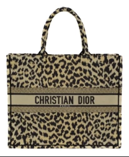 Bolsa Tote com Estampa de Leopardo, Bege e Preto, Design Clássico