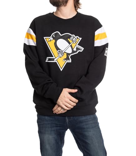 Calhoun NHL Surf & Skate Mens Varsity Retro Style Pullover Crew Neck Sweatshirt The Coastal Collection (Pittsburgh Penguins Large)