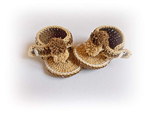 Baby Flip Flops, Baby Sandals, Brown Sandals, Crochet Baby Flip Flops