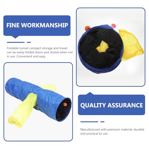 Túnel para gatos plegable con múltiples accesos juguete de ejercicio azul 4