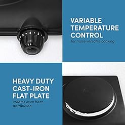 Alternative view of Elite Gourmet EDB-302BF# Countertop Double Cast Iron Burner, 1500 Watts Electric Hot Plate, Temperature Controls, Power Indicator Lights, Easy to Clean, Black