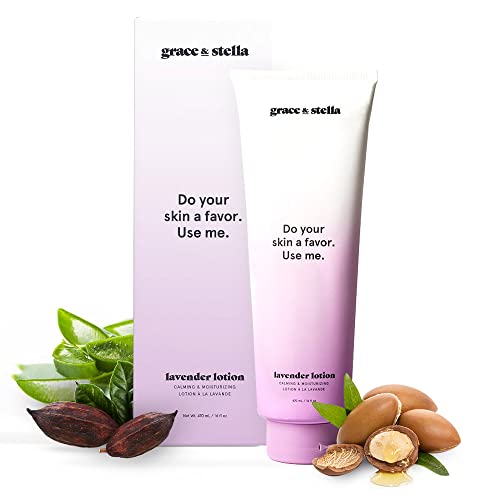 Lavender Body Lotion (16 oz) - Vegan - Hand & Body Moisturizing Lavendar Lotion - Lavender Lotion For Women And Men - Cruelty & Paraben Free - Womens Lavender Calming Lotion - Body Lotion Scented by grace & stella