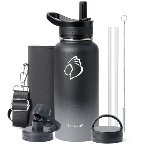Insulated Water Bottle 1L, BUZIO Stainless Steel Water Bottle with Straw Vacuum Carrying Pouch Double Wall Sweat-Proof Bpa Free Travel Thermo to Keep Beverages Cold for 48 Hrs Or Hot for 24 Hrs Insulated Water Bottle 1L, BUZIO Stainless Steel Water Bottle with Straw Vacuum Carrying Pouch Double Wall Sweat-Proof Bpa Free Travel Thermo to Keep Beverages Cold for 48 Hrs Or Hot for 24 Hrs