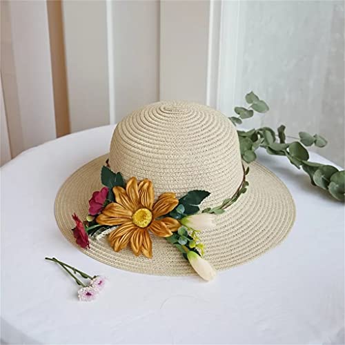 Chapeau de paille de plage femmes style all-match grand bord vintage