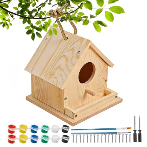 Genérico Kit de Pajarera para Niños - Madera para Manualidad Práctica,Haz tu propia pajarita para niños y niñas | para tiempo en familia, aula, campamento, vacaciones, Semana Santa y