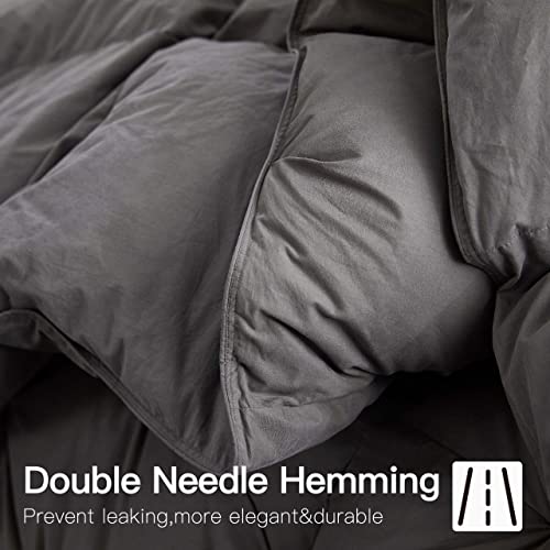 Alanzimo Pinch Pleat Goose Down Comforter California King Size, Ultra Soft Cotton-Poly Blend Cover, All-Season Medium Warm Duvet Insert, Luxury Noiseless 100% Down-Proof 750 Fill Power With 8 Tabs #TOP2