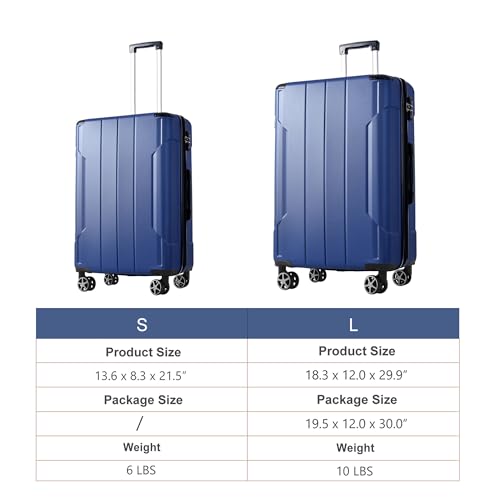 2-Piece Hardshell Luggage Sets–Expandable Hardside Suitcase Set with 20" Carry On Luggage Set &28" Checked Hard Shell Suitcases–Lightweight & Impact-Resistant Hardside Luggage Sets (Blue)2