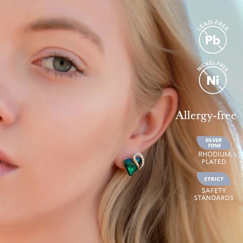 Leafael Birthstone Heart Earrings for Women | Unique Birthstone Earrings With Healing Crystals | Allergy-Free Earrings for Women with Gift Box Included