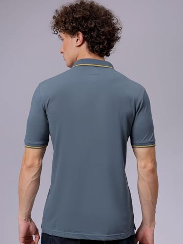 Image of The Indian Garage Co Men Slim Fit Solid Polo Neck Half Sleeves Tshirt