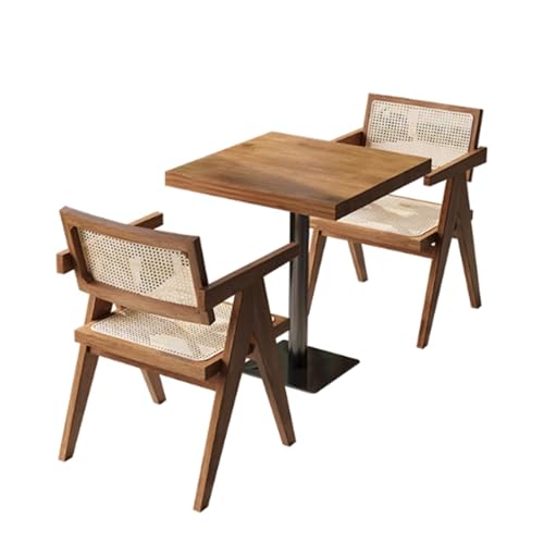 KIBONCY Retro-Tisch- und Stuhlkombination aus massivem Rattan im...
