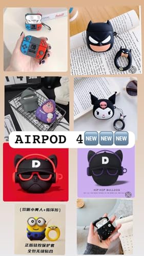 Image of Compatible with Airpods 4 (2024) Pouch Case Cover, Soft Silicone Case Cover with Key-Chain, 360 for Airpods 4 Gen Full Protective Pouch Case (NINTINDO)