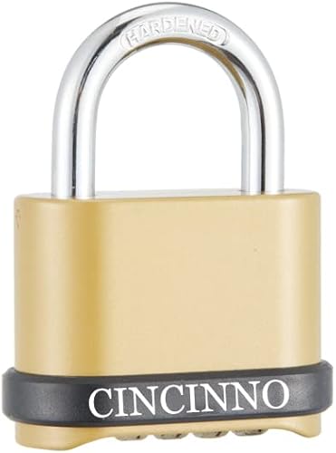 Miniatura 8 de Cerradura de combinación de 4 dígitos, candado de combinación al aire libre con grillete de acero endurecido, cerraduras con código para cobertizos,