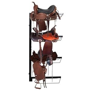 Portable Saddle Rack Wall Mount for Horses for Tack Room, Storehouse 4-Tier Equestrian Western and English Saddle Stand Holds Tack Pad, Blanket, Accessories etc.