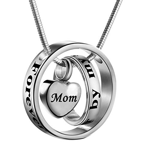 Norya Cremation Jewelry No Longer By My Side, Forever In My Heart Carved Locket Cremation Urn Memorial Necklace Keepsake Urn Pendant For Dad (Mom)