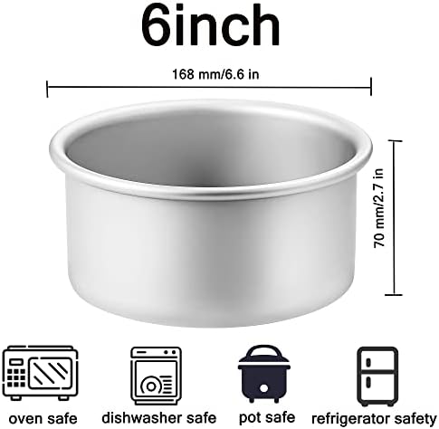 EXGOX 6 Inch Cake Tin for Baking,Non-Stick Aluminum Round Cake Pan,Baking Tray Cake Mould with Loose Base and Straight Side,Mini Bakeware Pan for Wedding Birthday Christmas Party Cake Baking