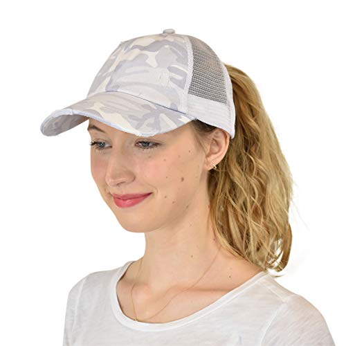 Image of C.C Ponycap Messy High Bun Ponytail Adjustable Mesh Trucker Baseball Cap Hat