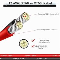 GELRHONR XT60i Verlängerungskabel 1M, XT60 Stecker auf XT60i Buchse Kabel 12AWG Silikonkabel, für Ebike, Drohne Auto Lipo Akku-Ladegerät, Solar Generator Portable Power Station – Ansicht 2