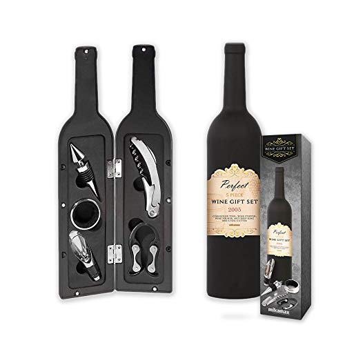 Kit pour le vin mikamax noir avec tire-bouchon et bec verseur 33 cm