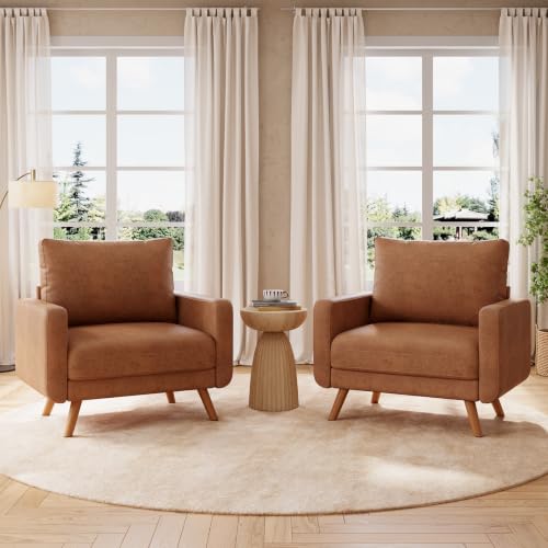 Glirun Oversized Accent Chair Set of 2, Mid Century Modern