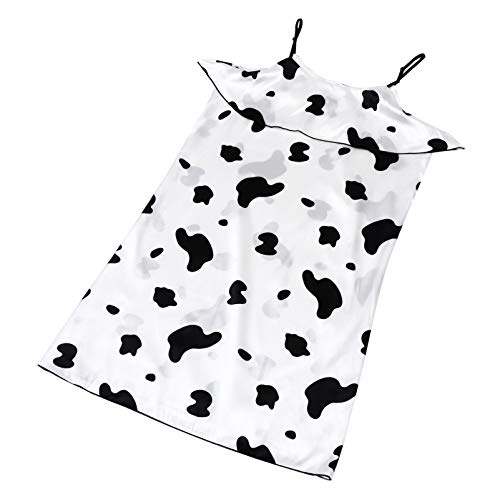 PRETYZOOM Camisola feminina de dormir com estampa de vaca, pijama com alça de ombro, pijama feminino