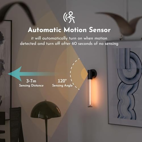 Image of AUGE LIGHT Motion Sensor Wall Sconce Motion Sensor Light Magnetic Body Sensor Wall Light Wall Sconce Rechargeable USB Torch Light Cordless Handheld Portable for Bedside Stair Hallway (Matte Grey)