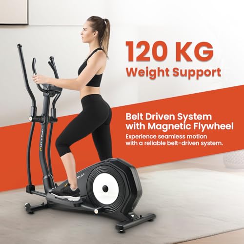Image of LET'S PLAY Semi-Commerical Elliptical Cross Trainer for Home Gym Max Weight Capacity 120kg, Flywheel 12kg, LCD Display, Pulse Sensor, Anti-Slip Pedal & Motorized Magnetic Resistance