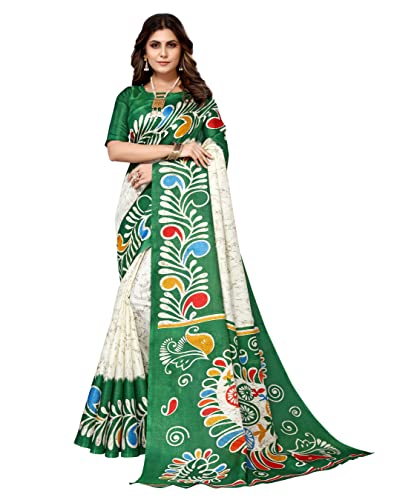 IMTRA FASHION Art Silk Saree for Women Printed Indian Sari with Unstitched Blouse
