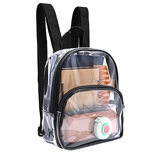 Sac à Dos Transparent PVC Imperméable FORNYXHWIN pour Travail, Voyages, Sécurité, Concerts et Événements Sportifs (Noir, Petit)