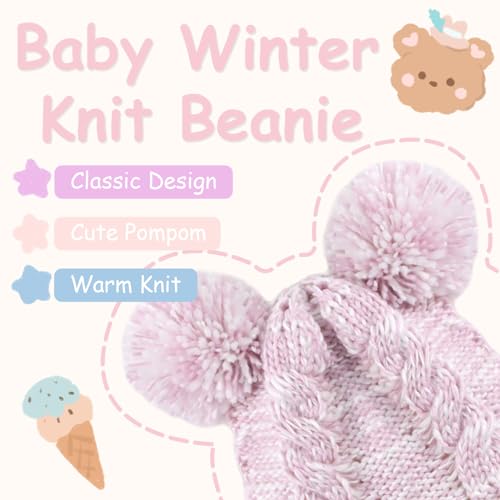 Zsedrut Baby Girls Winter Beanie Fleece Lined Pompom Hat Toddler Earflap Warm Hats4