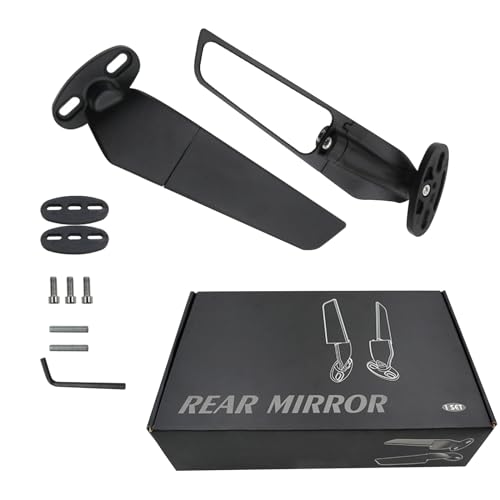 YWNYT Motorbike Side Mirrors, HD Rotatable Wing Mirrors, Flat Motorcycle Mirrors for Kawasaki Ninja 300/400/650/ZX6R/ZX10R, Aerodynamic Design, High Definition Viewing