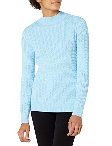 Amazon Essentials Damen Leichter Langarm-Pullover mit Stehkragen und Zopfmuster in klassischer Passform