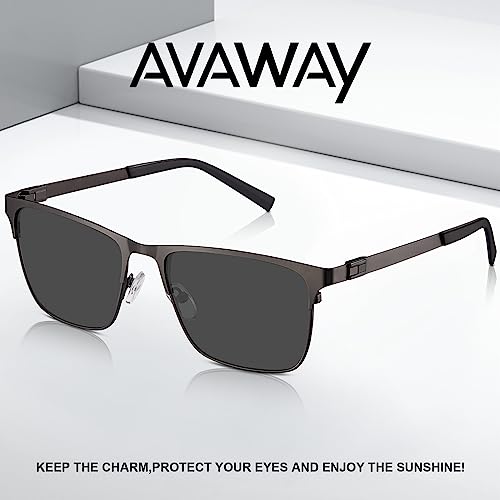 AVAWAY Mens Polarized Sunglasses Metal Rectangle Frame UV Protection Lightweight Category 3 Sun Shades3