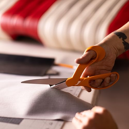 Image of Fiskars 9-Inch Bent Dressmaker Shears, Orange, Stainless Steel Blades for Fabric Cutting, Ergonomic Handle for Comfort and Precision