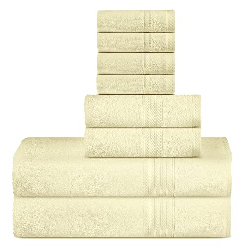 SweetNeedle Supreme Premium 500 GSM 8 Piece Towel Set, 100% Cotton, Machine Wash, Double Stitched