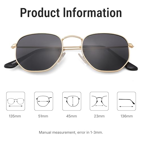 Pro Acme Polarized Hexagon Sunglasses for Women Men Square Metal Frame UV Protection for Driving Outdoor4